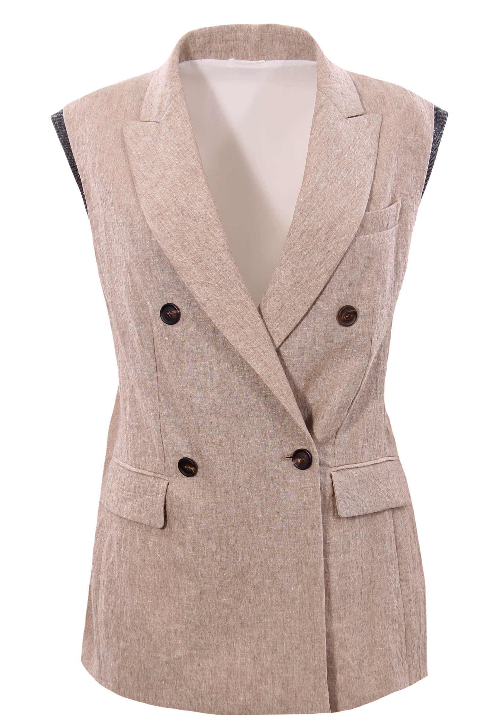 Gilet doppiopetto in lino - BRUNELLO CUCINELLI - Virno